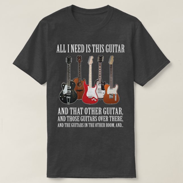 Det enda jag behöver är Guitar Premium T Shirt (Design framsida)