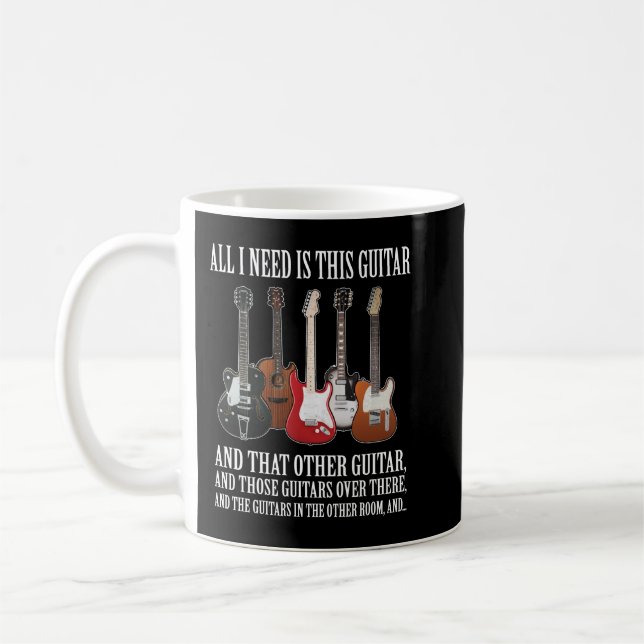 Det enda jag behöver är Guitars Long Slee Kaffemugg (Vänster)