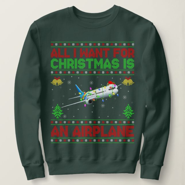Det enda jag vill ha i julklapp är ett flygplan t shirt (Design framsida)