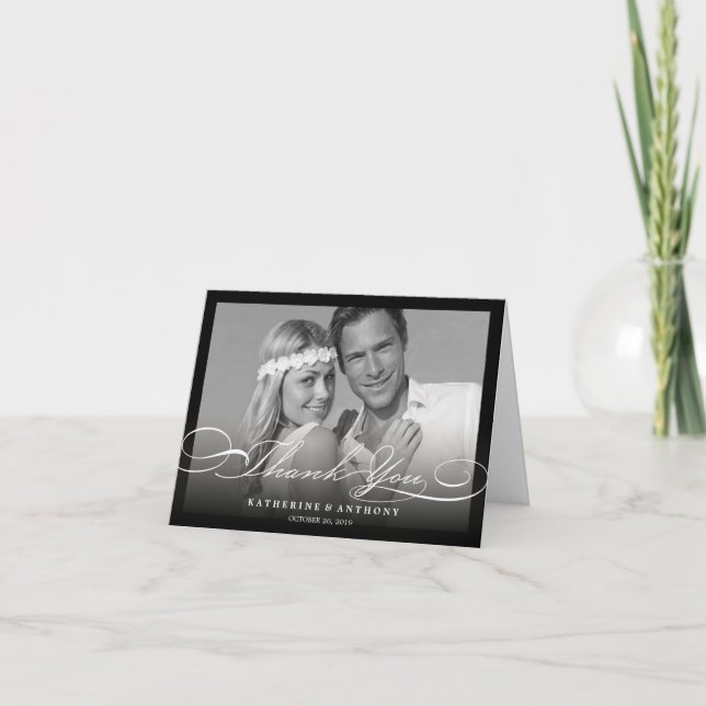 Det enkla stilfulla tack skrivar bröllopfotokortet kort (Framsida)