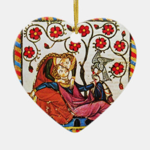 DET ETERNALA KÄRLEK VALENTINS DAGLIGA HJÄRTPARKMEN JULGRANSPRYDNAD KERAMIK