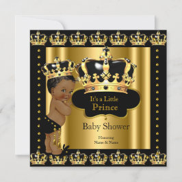 Det etniska Royalet Prince Baby Shower Black Guld  Inbjudningar
