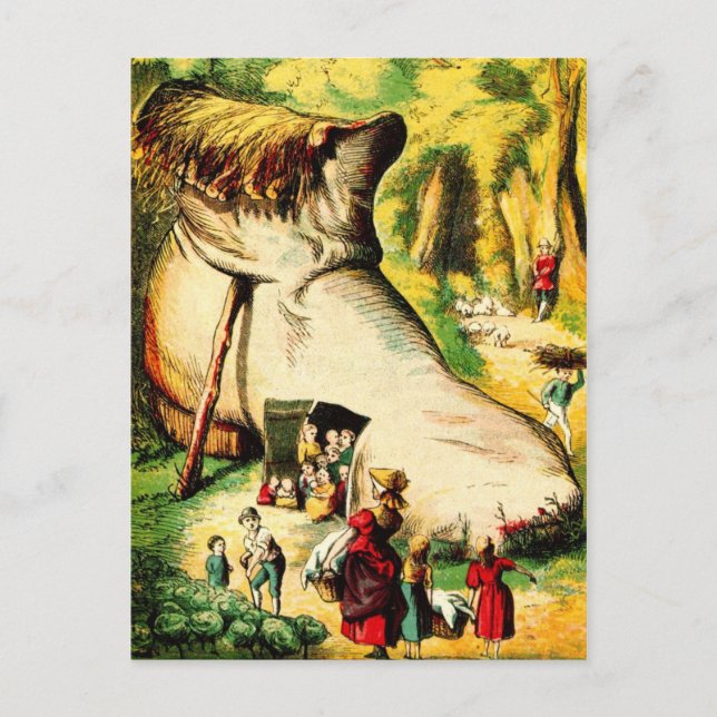 Det fanns en gammal kvinna som levde i en sko vykort (Framsida)