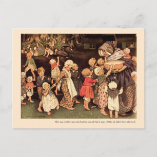 Det fanns en gammal kvinnlig Nursery Rhyme Vykort