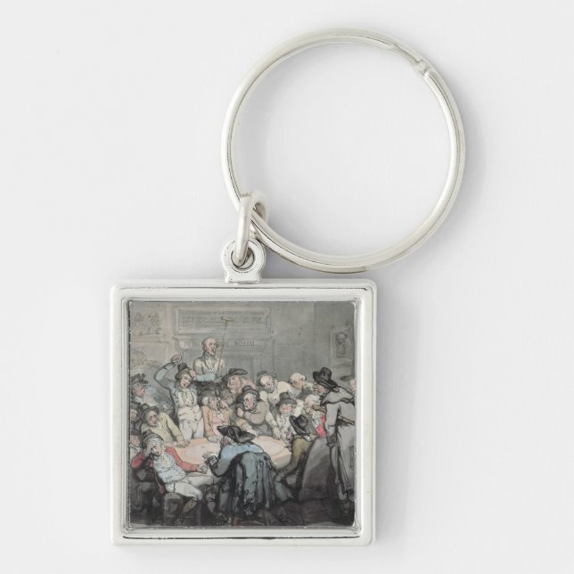 Det faraa rummet fyrkantig silverfärgad nyckelring (Framsidan)