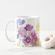 Det färgglada vildskottet blommar akvarellmuggen