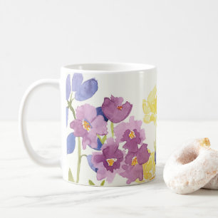 Det färgglada vildskottet blommar akvarellmuggen kaffemugg