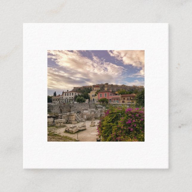 Det färgrika Aten Fyrkantigt Visitkort (Framsida)
