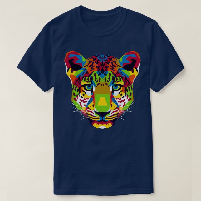Det färgstarka leopardhuvudet t shirt (Design framsida)