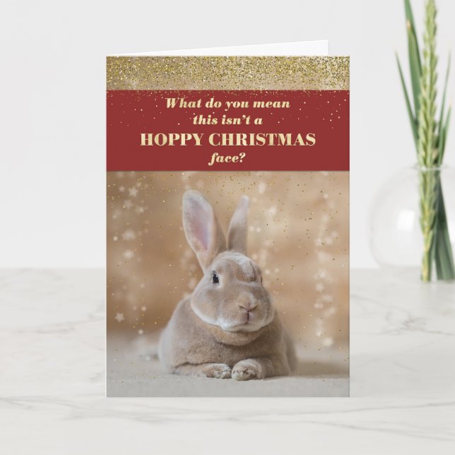 Det fina julkortet - Bunny Hoppy jul Ansikte Helgkort (Framsida)