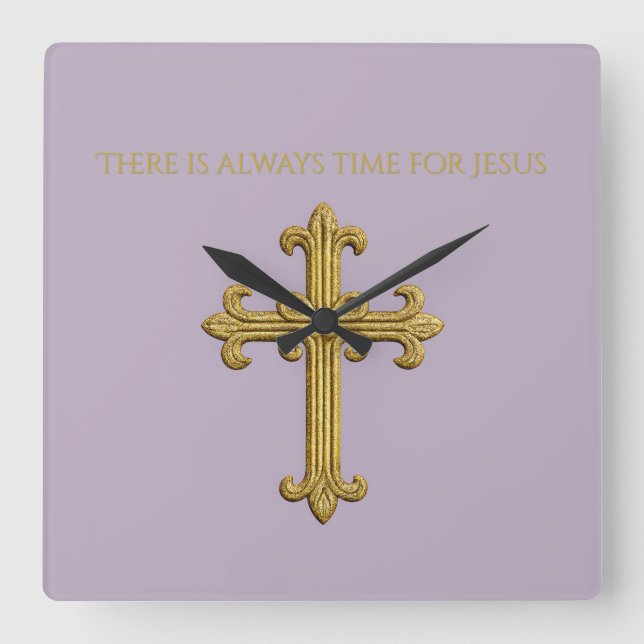 Det finns alltid tid för Jesus Guld Kor Fyrkantig Klocka (Framsida)