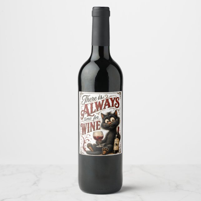 Det finns alltid tid för vin vinflaska etikett (Framsida)