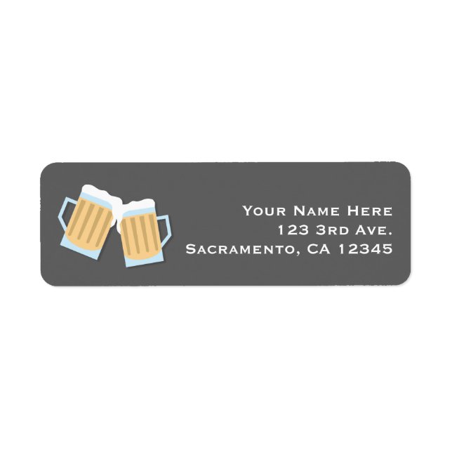 Det Finns En Baby som Brygger Ölmuggar Grå Dusch Returadress Etikett (Framsidan)