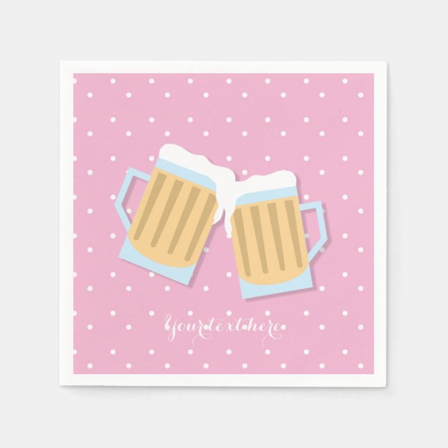 Det Finns En Bebis Bryggande Ölmuggar Rosa Dusch Pappersservett (Framsidan)