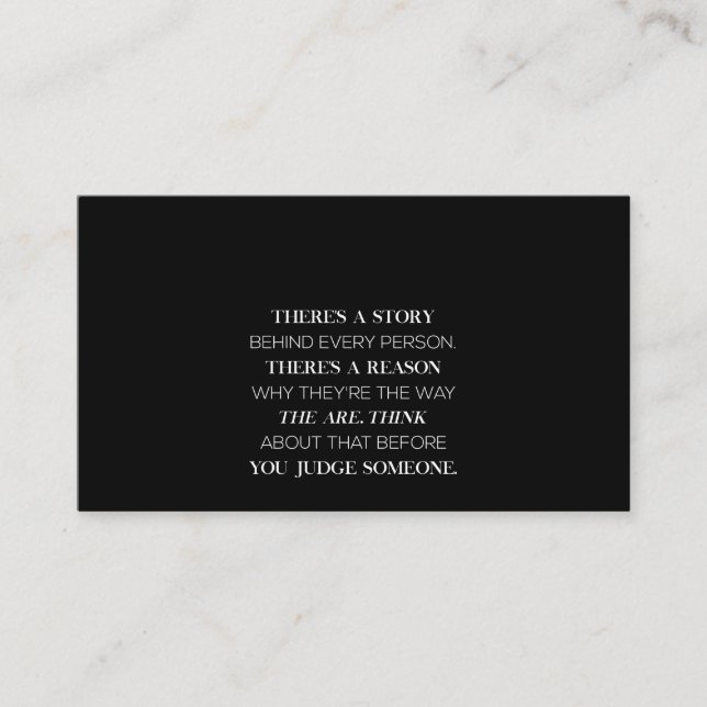 Det finns en berättelse bakom varje person där det visitkort (Framsida)