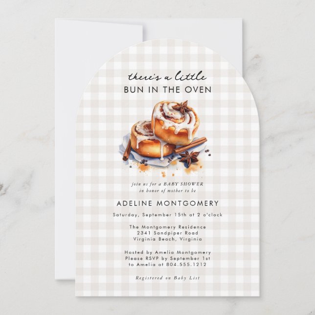 Det finns en bun i Oven Neutralt Baby Shower Inbjudningar (Framsida)