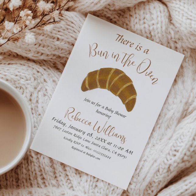 Det finns en bun i ugnen - Croissant Baby Shower Inbjudningar (Skapare uppladdad)
