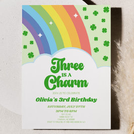 Det finns en Charm Rainbow 3:e födelsedagen Party Inbjudningar