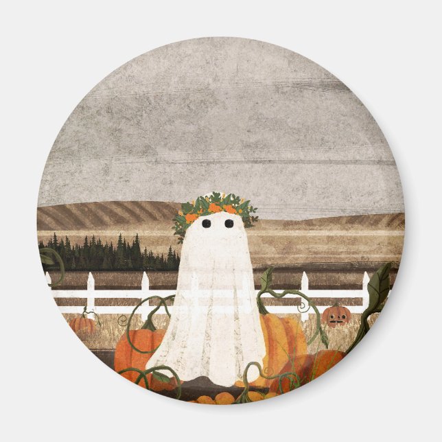 Det finns en Ghost i Pumpkin Patch igen Magnet (Framsidan)