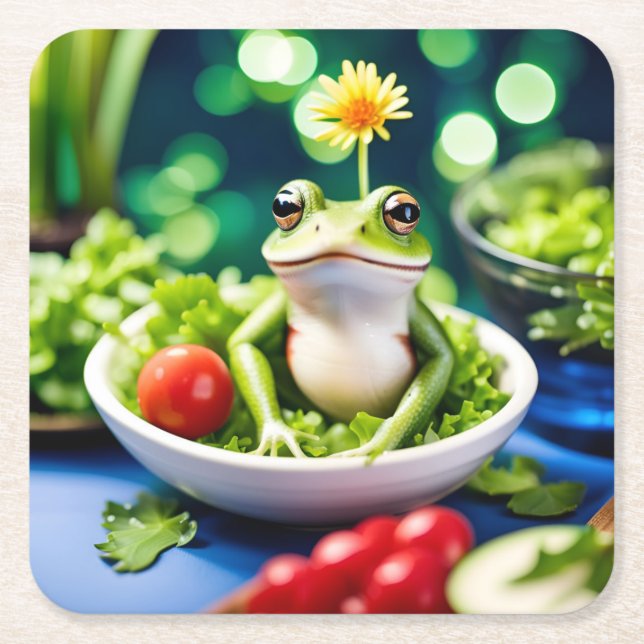 Det finns en groda i min sallad underlägg papper kvadrat (Framsidan)