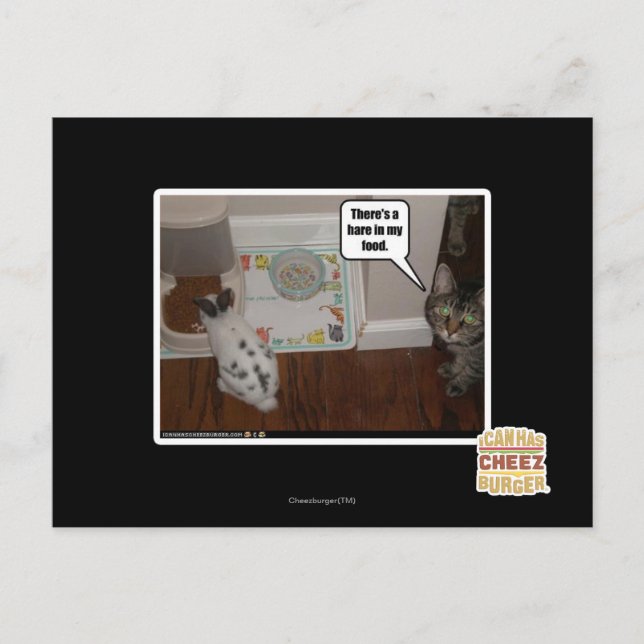Det finns en hare i maten. vykort (Framsida)