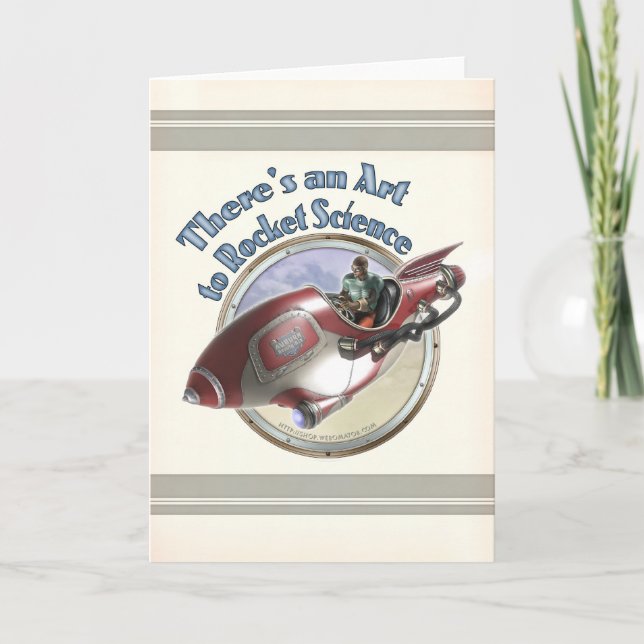 Det finns ett "Art to Rocket Science Greeting Card Kort (Framsida)