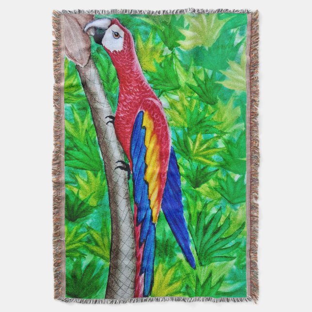 Det finns ett Scarlet Macaw i Träd! Filt (Framsidan Vertikal)