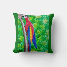 Det finns ett Scarlet Macaw i Träd! Kudde