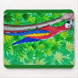 Det finns ett Scarlet Macaw i Träd! Musmatta