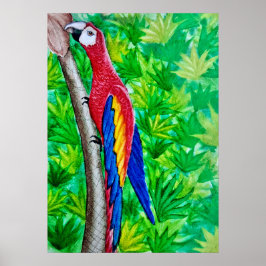 Det finns ett Scarlet Macaw i Träd! Poster