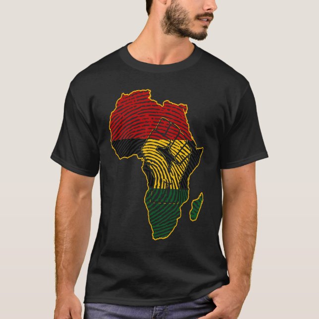 Det finns i min DNA BHM Afrika Karta Fingerprint A T Shirt (Framsida)