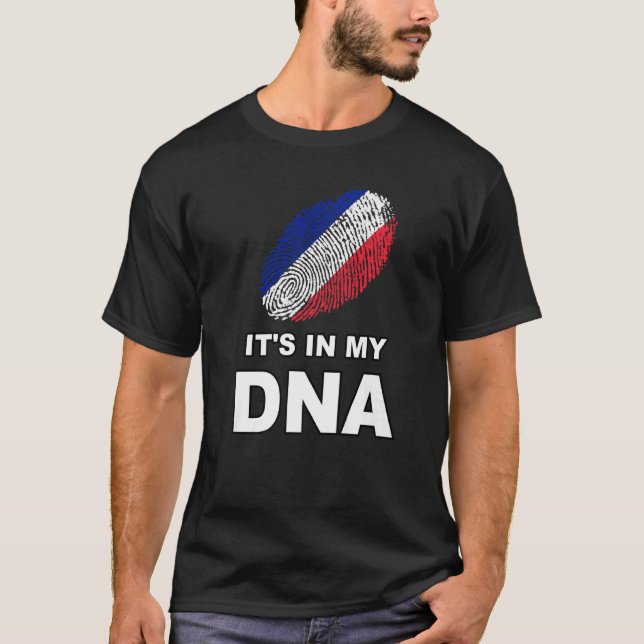 Det finns i min DNA Fingerprint Frankrike Fransk L T Shirt (Framsida)