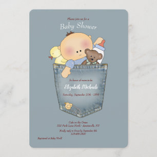 Det finns i Pocket Baby Shower-inbjudan Inbjudningar