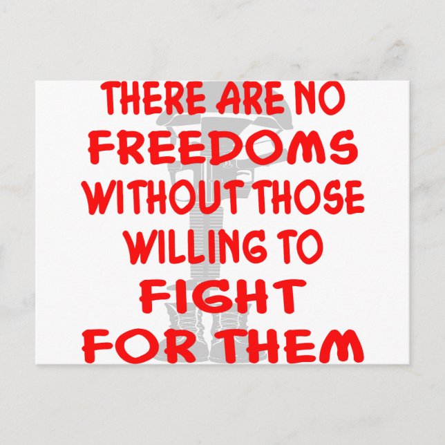 Det finns inga friheter utan den som vill vykort (Framsida)