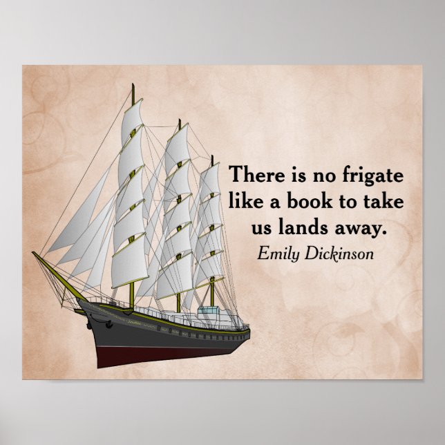 Det finns ingen fregatt _ Emily Dickinson -art-uts Poster (Framsidan)