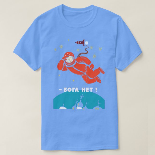 Det finns ingen Gud Atheist Yuri Gagarin T Shirt (Design framsida)