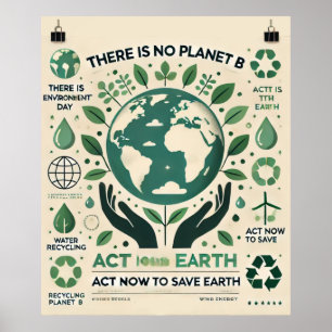 Det finns ingen planet B - Agera nu på Spara Jord Poster