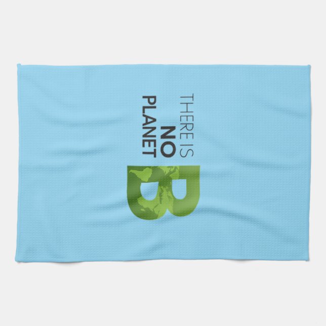 Det finns ingen planet B - Grönt Earth Typography Kökshandduk (Horisontell)