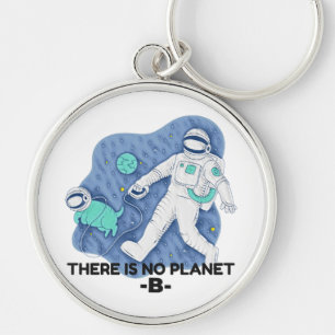 Det finns ingen planet B - Jorddagen (Sketchy Stru Rund Silverfärgad Nyckelring