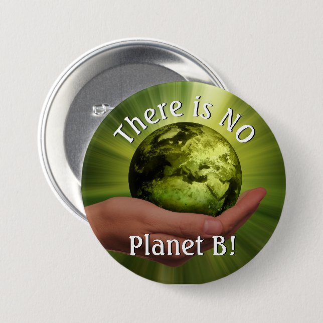 Det finns ingen planet B! Politisk miljöpolitik Knapp (Framsida & baksida)