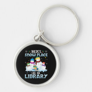Det finns ingen plats som biblioteket jul rund silverfärgad nyckelring