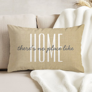 "Det finns ingen Ställe som hem" Beige Faux Linen Prydnadskudde