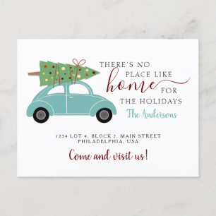 Det finns ingen Ställe som Home Blue Grönt Car Meddelande Vykort