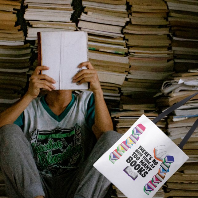 Det finns inte sånt som för många böcker tygkasse (Skapare uppladdad)