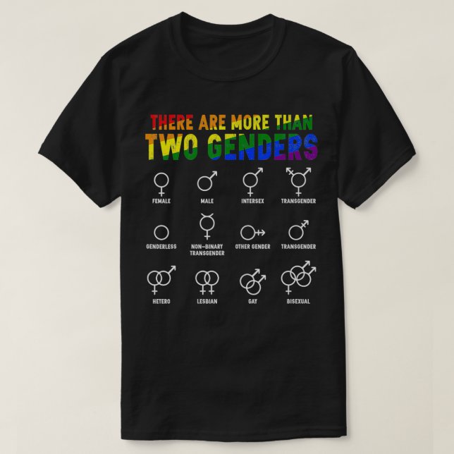 Det finns mer än två Gender av Rainbow LGBTQ Prid T Shirt (Design framsida)