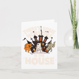 Det finns några fasor här i huset Ghost Halloween Kort