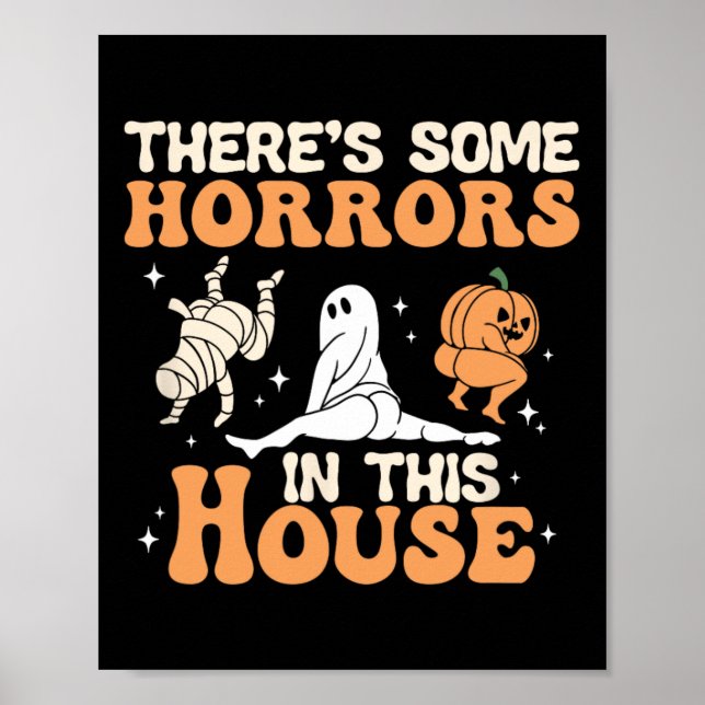 Det finns några fasor här i huset Halloween Funny Poster (Framsidan)