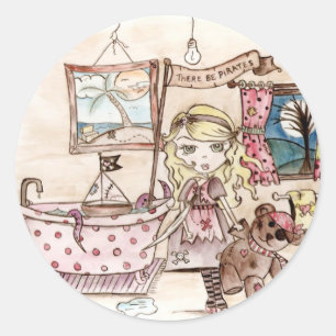 Det finns Pirater - fäktare Runt Klistermärke