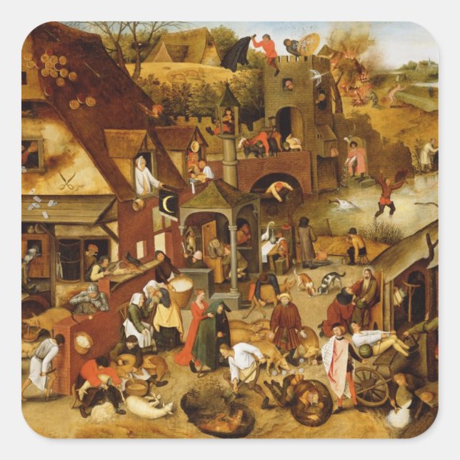 Det flamländska ordspråket fyrkantigt klistermärke (Framsida)