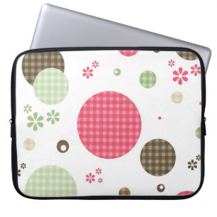 Det flickaktigt rosa Ginghammönster cirklar Laptop Sleeve